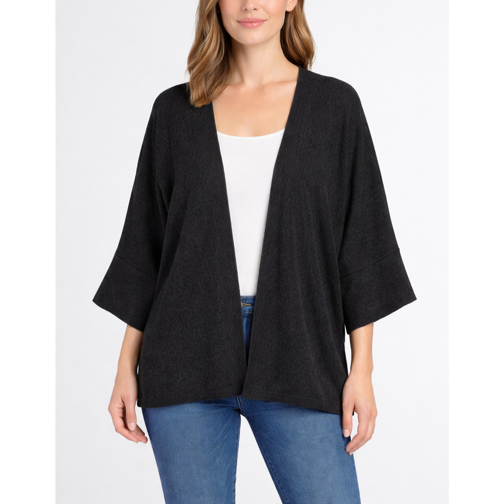 Eileen Fisher Kimono Cardigan Womens S Gray Organic Cotton‎ Open Layering Travel